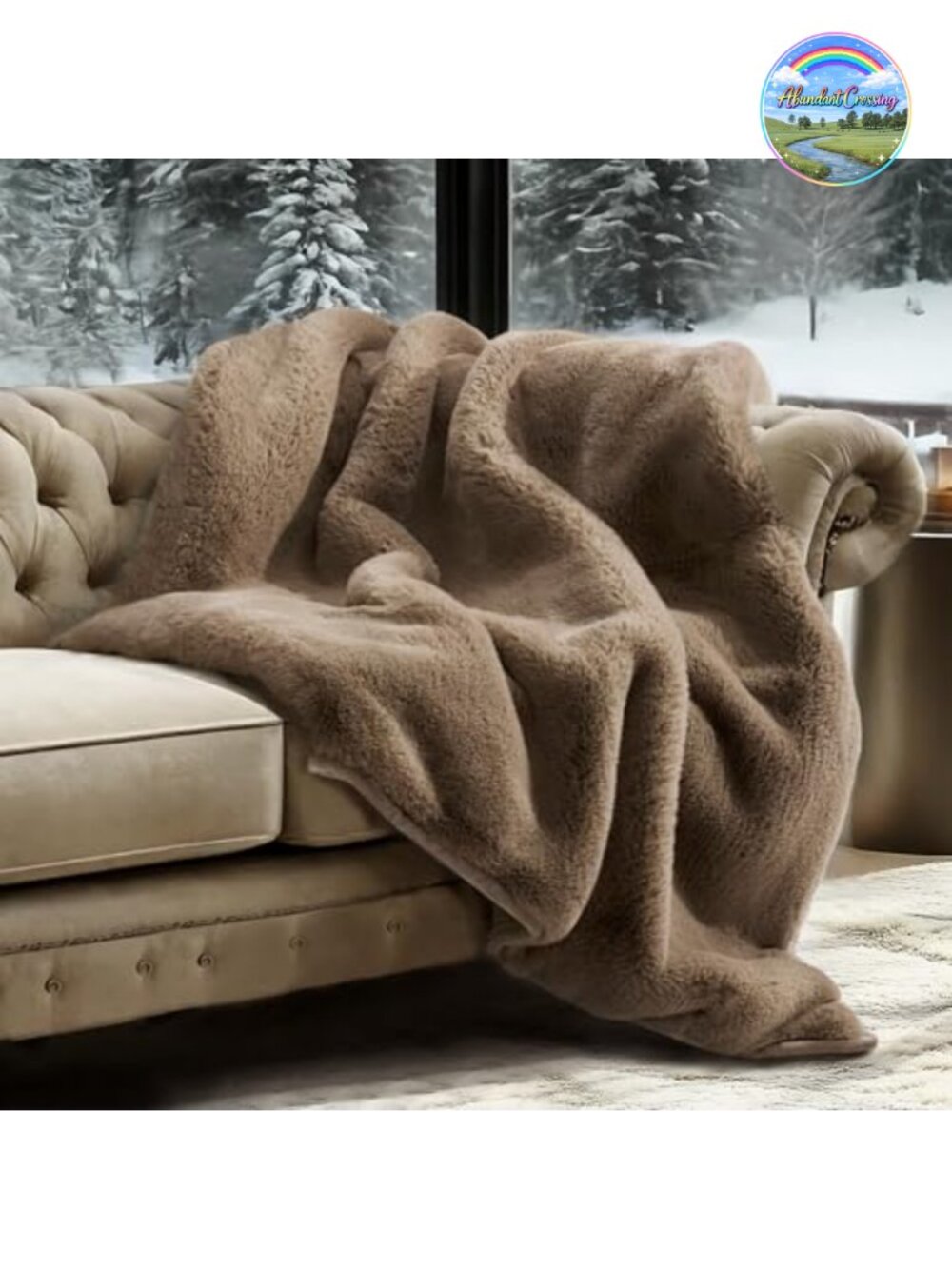 Faux Chinchilla Fur Throw Blanket 50x60 Ultra Soft Plush Cozy Luxurious